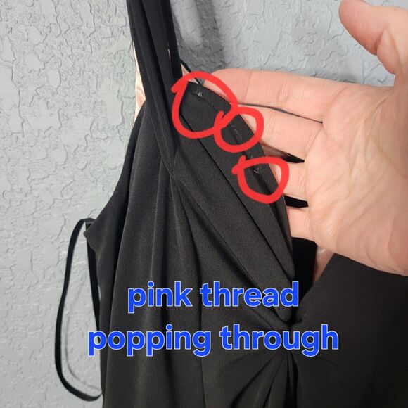 City Triangle Sz 11 Black Gown Pale Pink Pop of Color Stretchy Off Shoulder - Picture 7 of 17